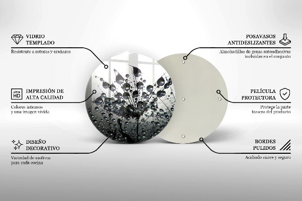 Chopping board glass Dandelions and dew