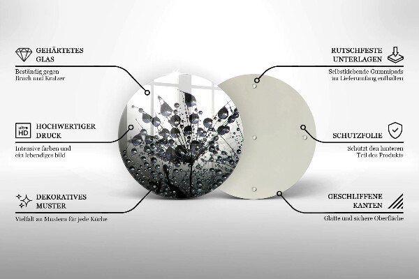 Chopping board glass Dandelions and dew