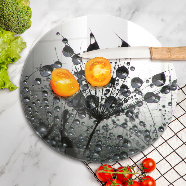 Chopping board glass Dandelions and dew