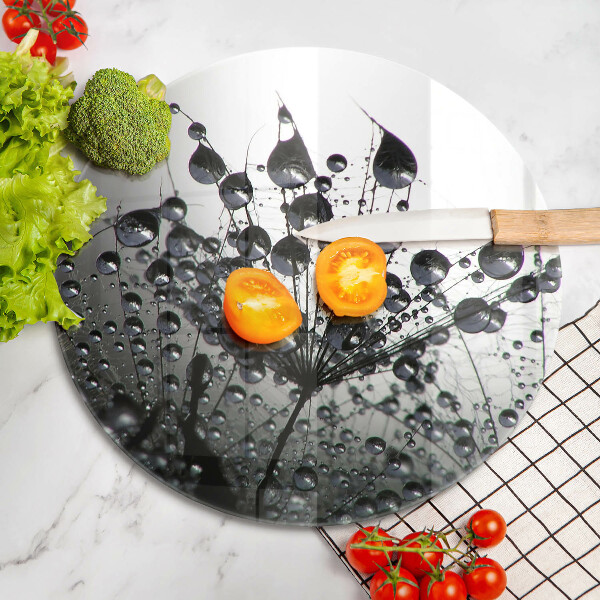 Chopping board glass Dandelions and dew