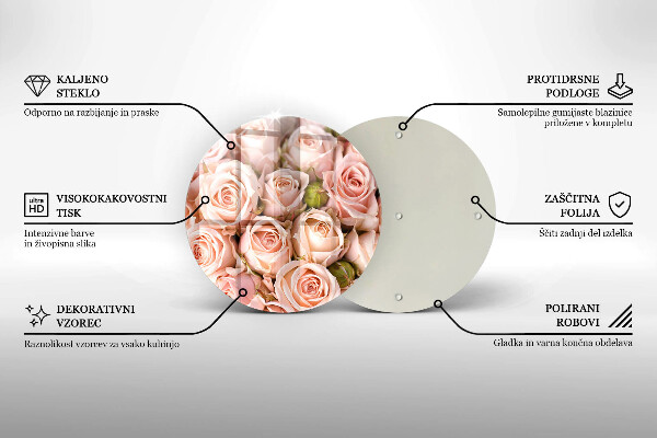 Chopping board glass A delicate bouquet of roses
