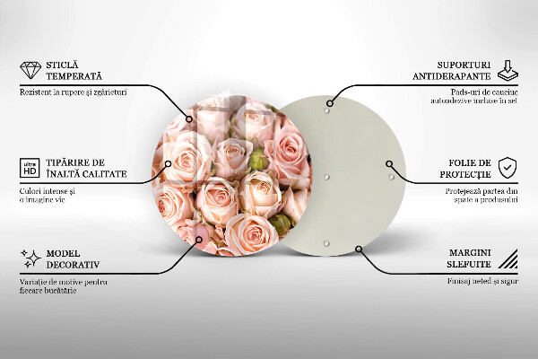 Chopping board glass A delicate bouquet of roses