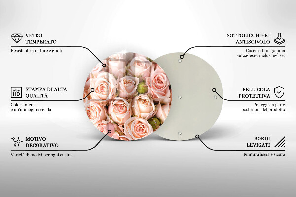 Chopping board glass A delicate bouquet of roses
