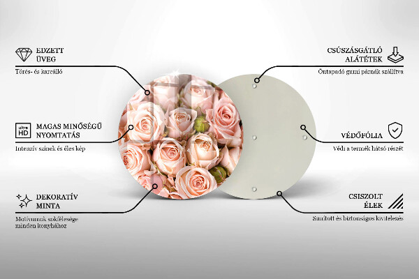 Chopping board glass A delicate bouquet of roses