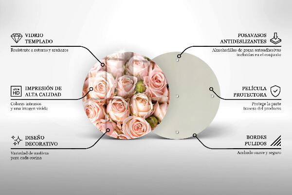 Chopping board glass A delicate bouquet of roses