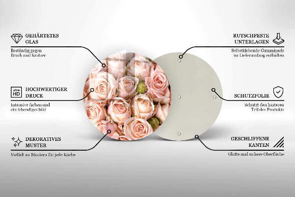 Chopping board glass A delicate bouquet of roses