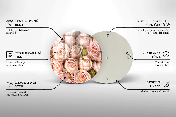 Chopping board glass A delicate bouquet of roses