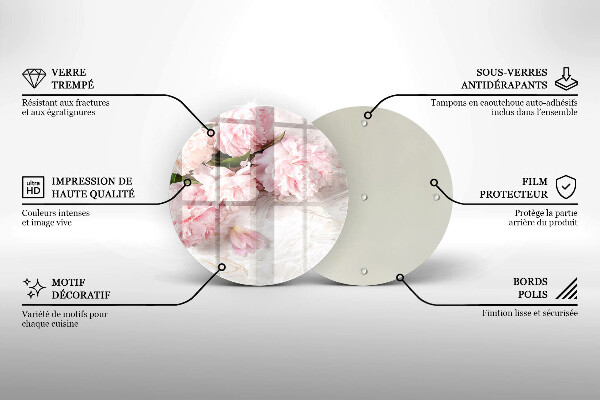 Chopping board glass Delicate roses flowers