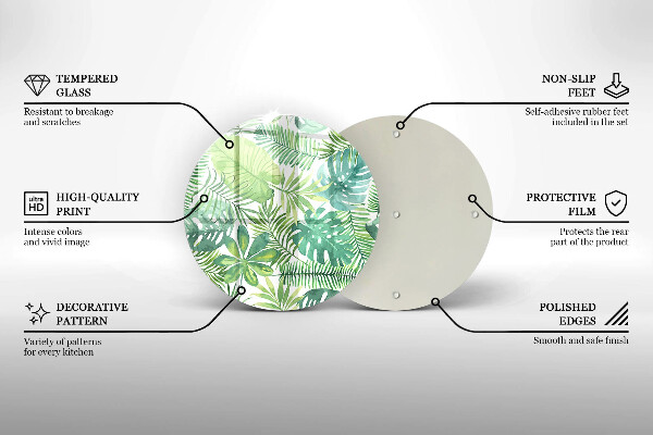 Chopping board glass Boho watercolors leaves