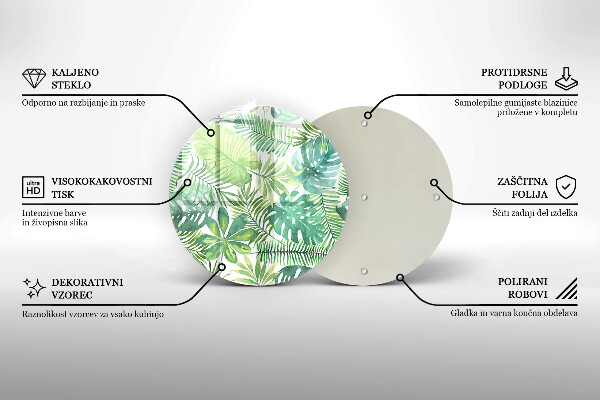 Chopping board glass Boho watercolors leaves