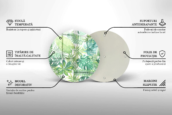 Chopping board glass Boho watercolors leaves