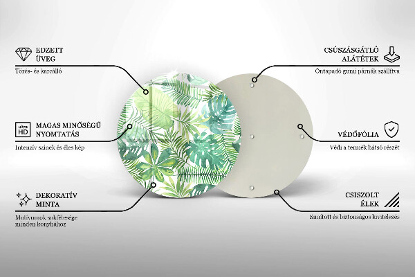 Chopping board glass Boho watercolors leaves