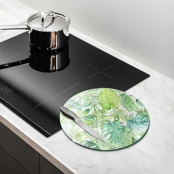 Chopping board glass Boho watercolors leaves