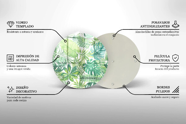 Chopping board glass Boho watercolors leaves