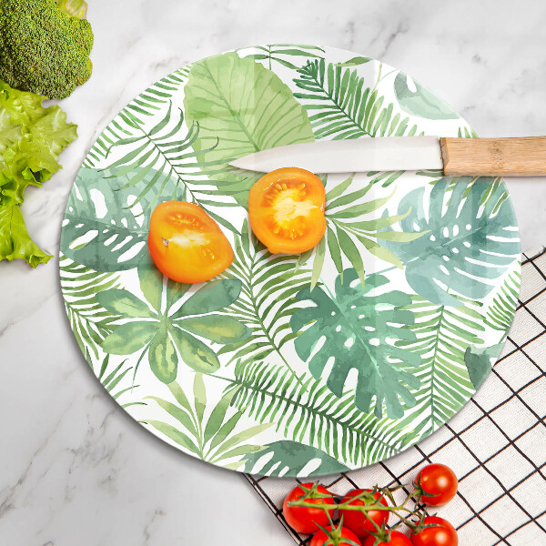 Chopping board glass Boho watercolors leaves