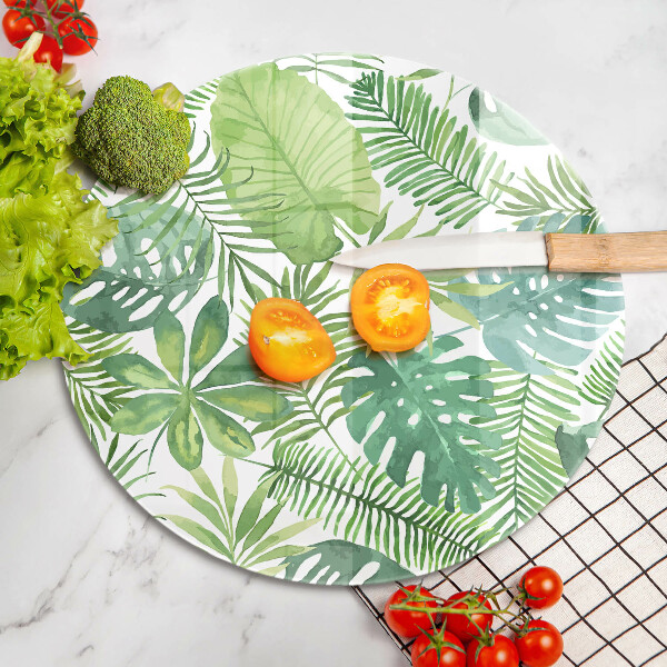 Chopping board glass Boho watercolors leaves