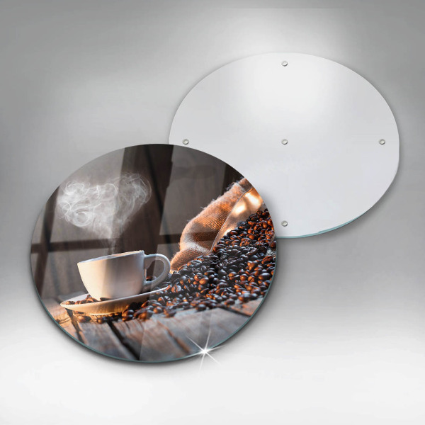 Chopping board glass Coffee cup and heart