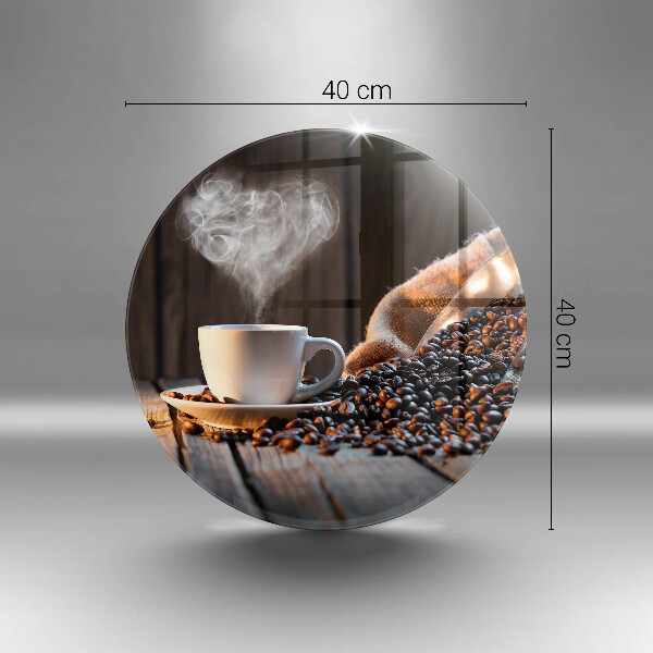 Chopping board glass Coffee cup and heart