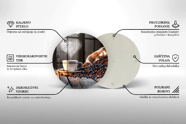 Chopping board glass Coffee cup and heart