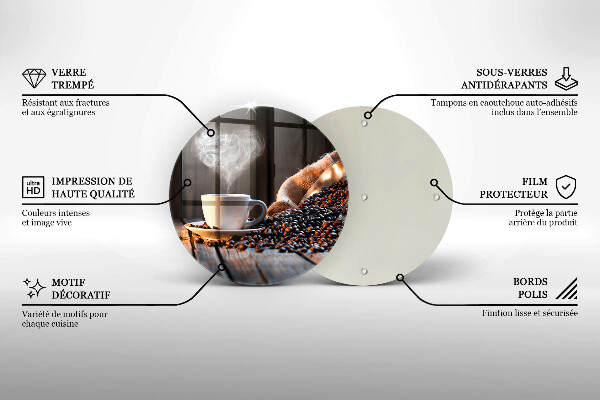 Chopping board glass Coffee cup and heart