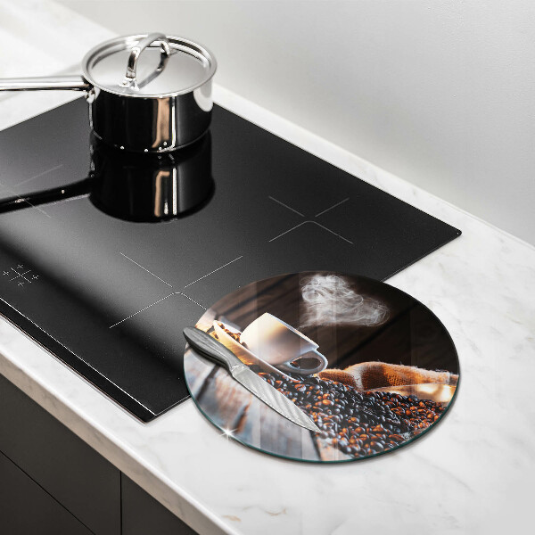 Chopping board glass Coffee cup and heart