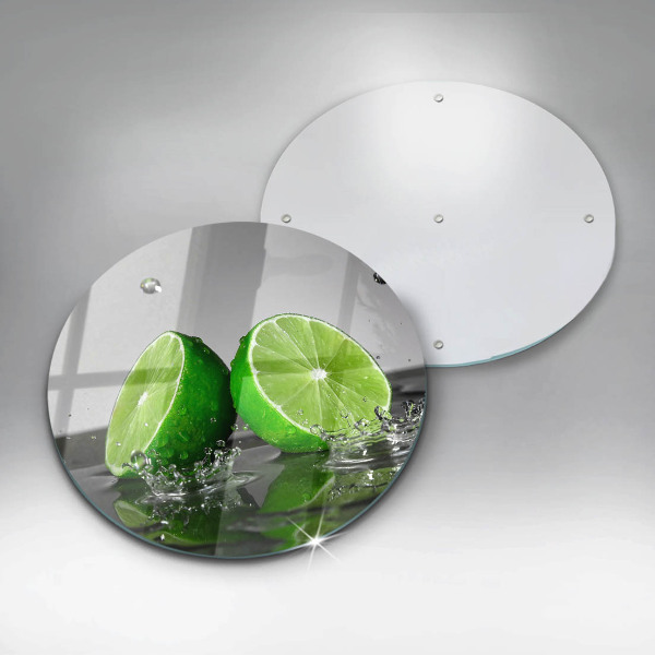 Chopping board glass Juicy lime and water