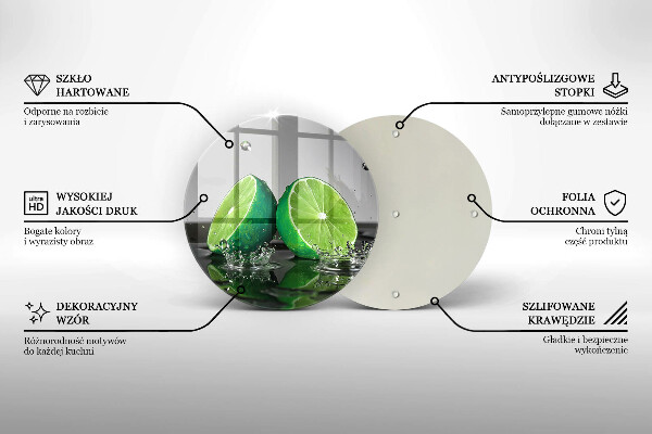 Chopping board glass Juicy lime and water