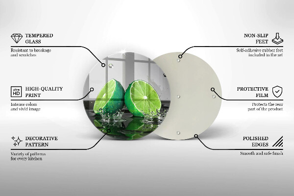 Chopping board glass Juicy lime and water