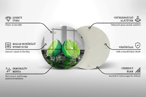 Chopping board glass Juicy lime and water