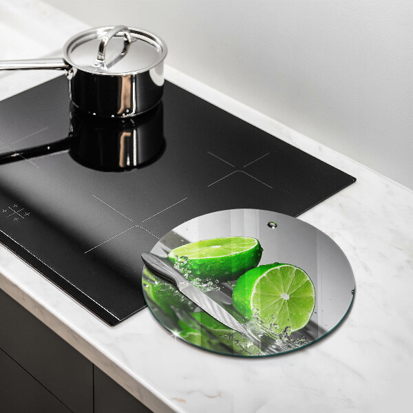 Chopping board glass Juicy lime and water
