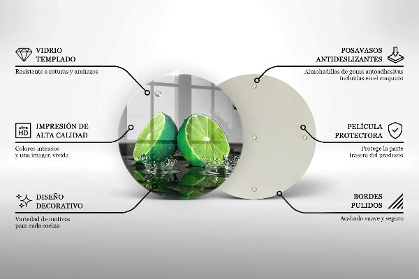 Chopping board glass Juicy lime and water