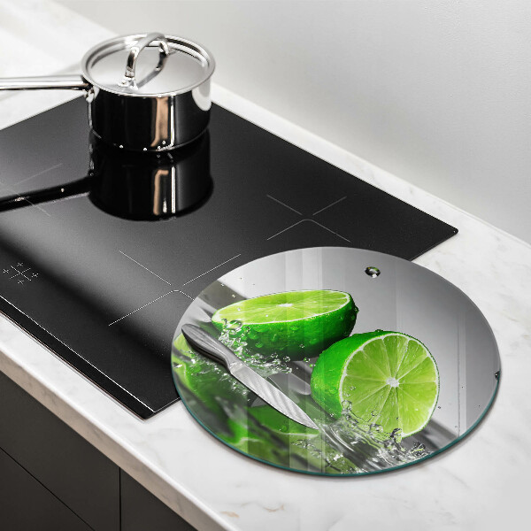 Chopping board glass Juicy lime and water
