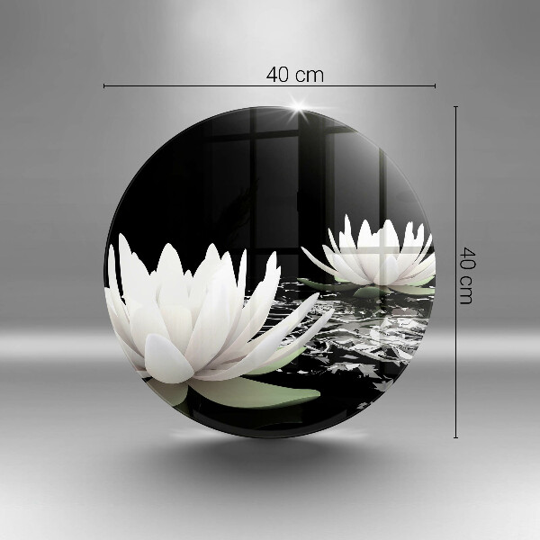 Chopping board glass White lilies on the water