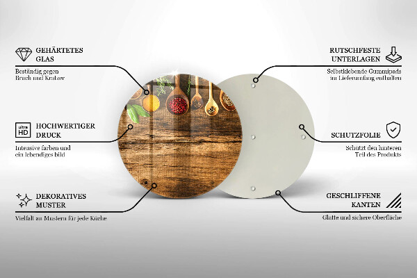 Chopping board glass Wooden spices