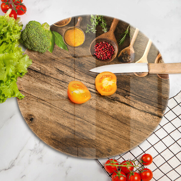 Chopping board glass Wooden spices