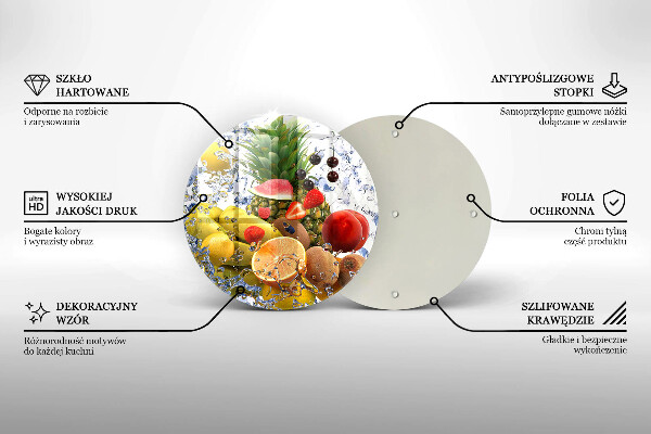Chopping board glass Juicy fruit and water