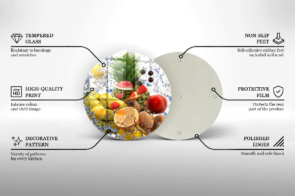 Chopping board glass Juicy fruit and water