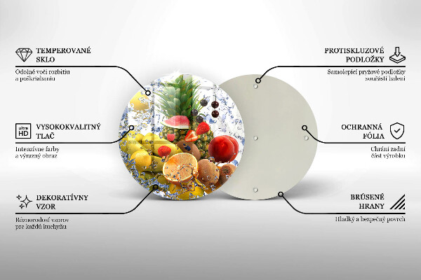 Chopping board glass Juicy fruit and water