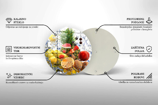 Chopping board glass Juicy fruit and water