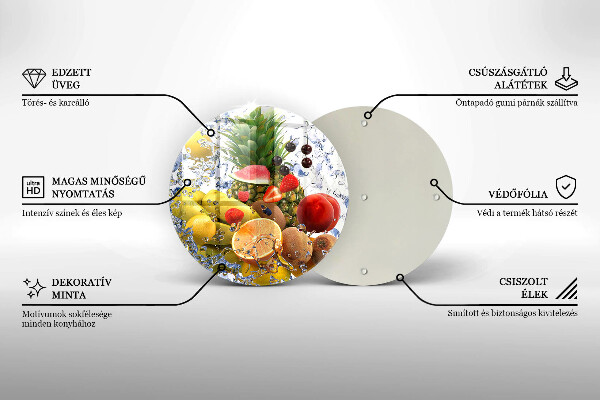 Chopping board glass Juicy fruit and water