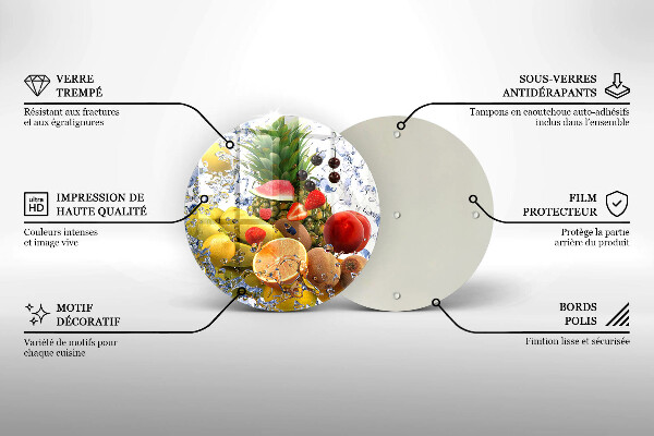 Chopping board glass Juicy fruit and water