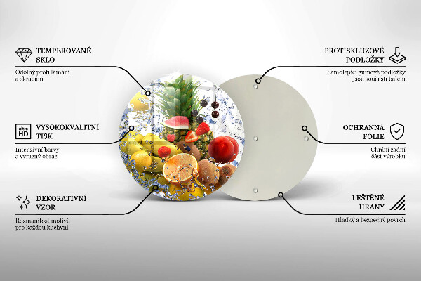 Chopping board glass Juicy fruit and water