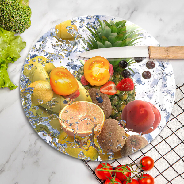 Chopping board glass Juicy fruit and water