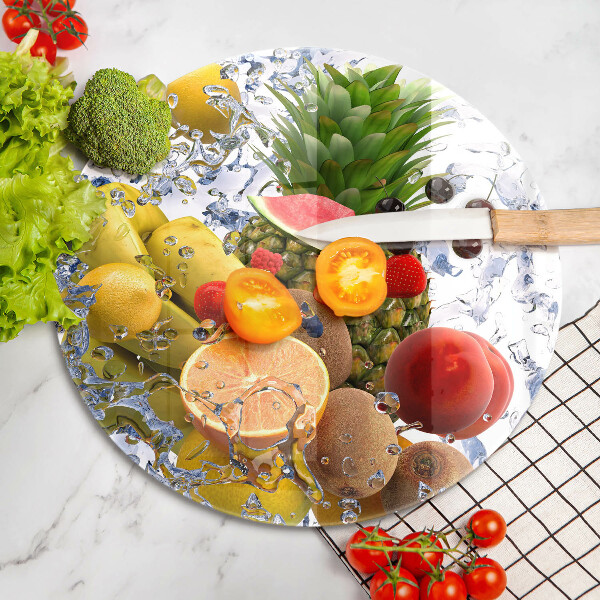Chopping board glass Juicy fruit and water
