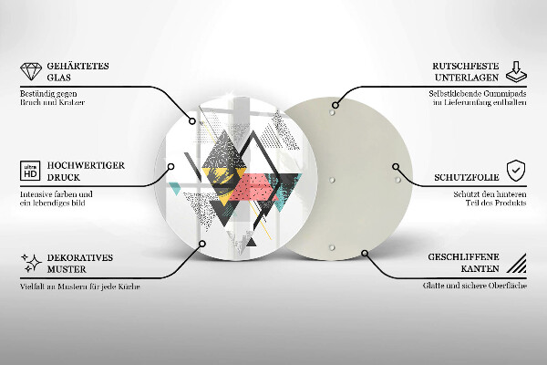 Chopping board glass Abstraction of the triangle
