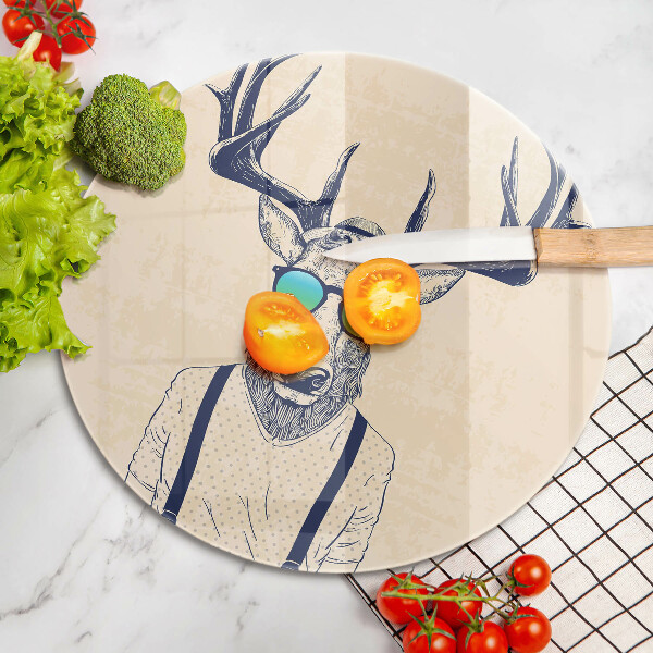 Chopping board glass Illustration Man Jeleń