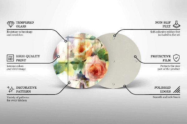 Chopping board glass Painted flowers