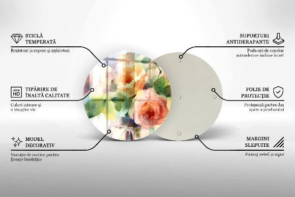 Chopping board glass Painted flowers