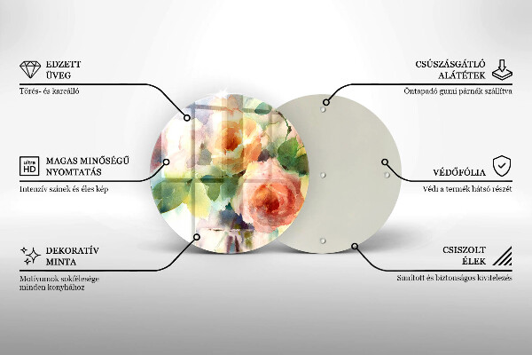 Chopping board glass Painted flowers