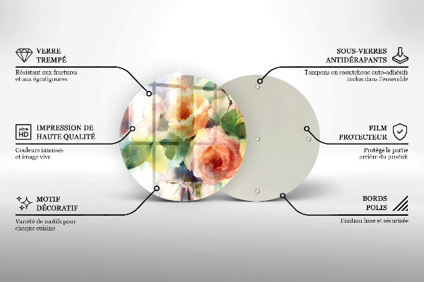 Chopping board glass Painted flowers